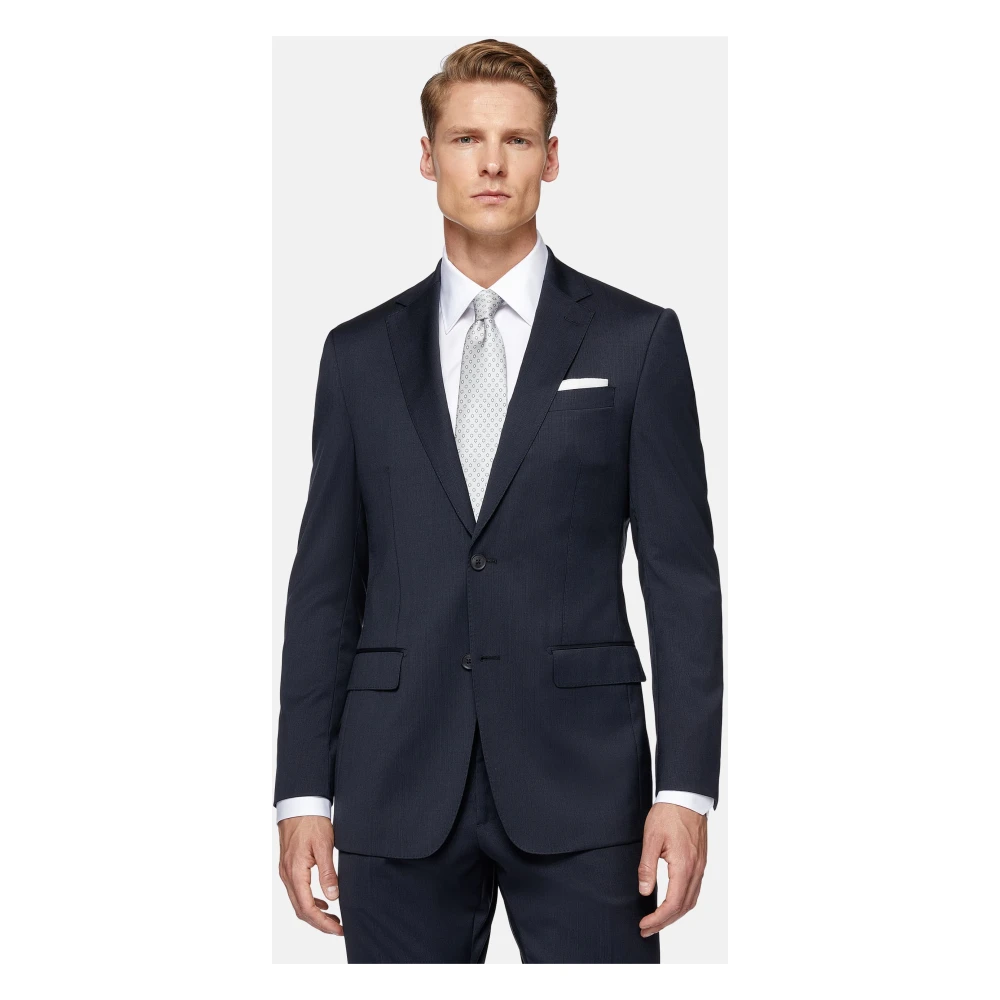 Boggi Milano Pinstripe Stretch Wol Pak Blue Heren