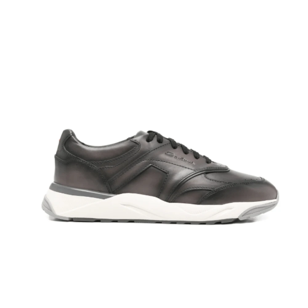 Santoni Panelled Leather Sneakers Heren Schoenen Bruin