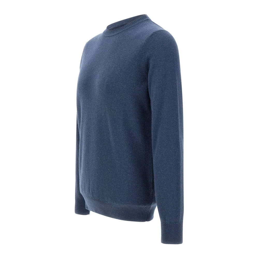 Kangra Blauwe Wol Kasjmier Crew Neck Sweater Blue Heren
