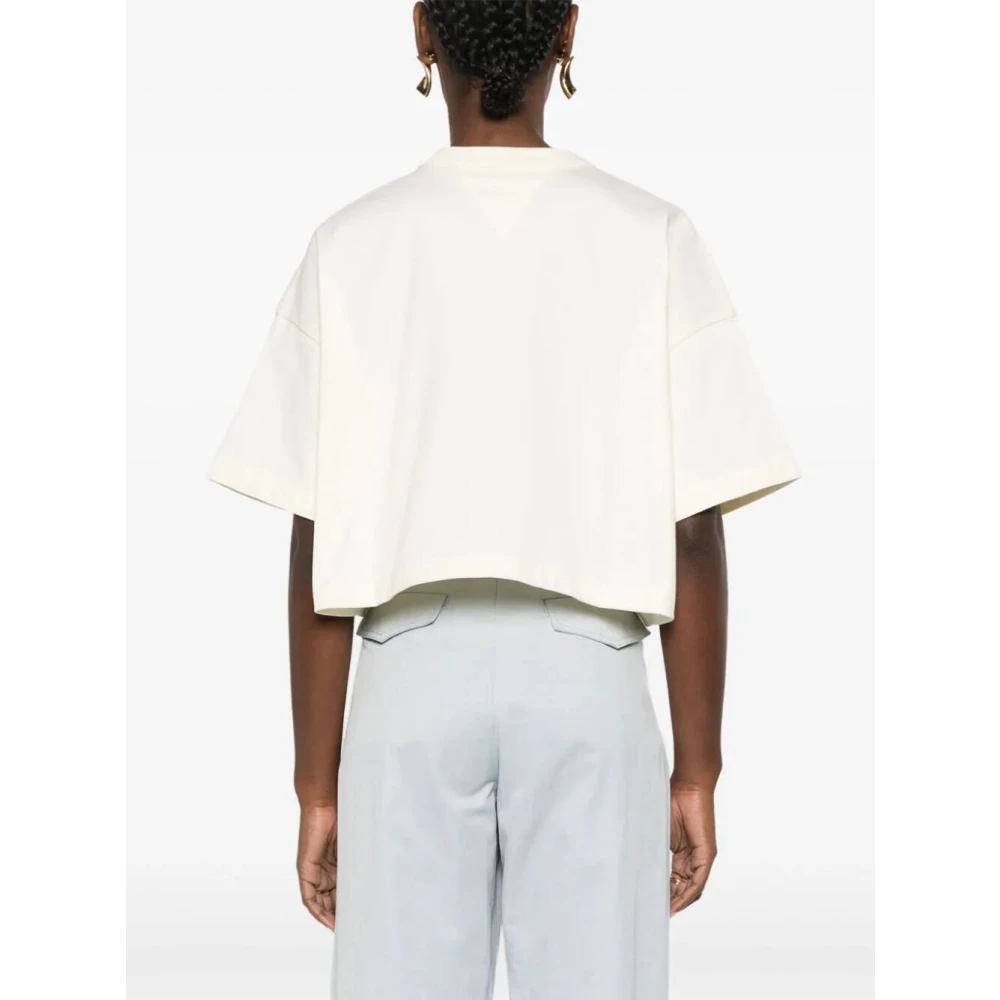 Bottega Veneta Japanse Katoenen T-shirt met Decoratieve Stiksels White Dames