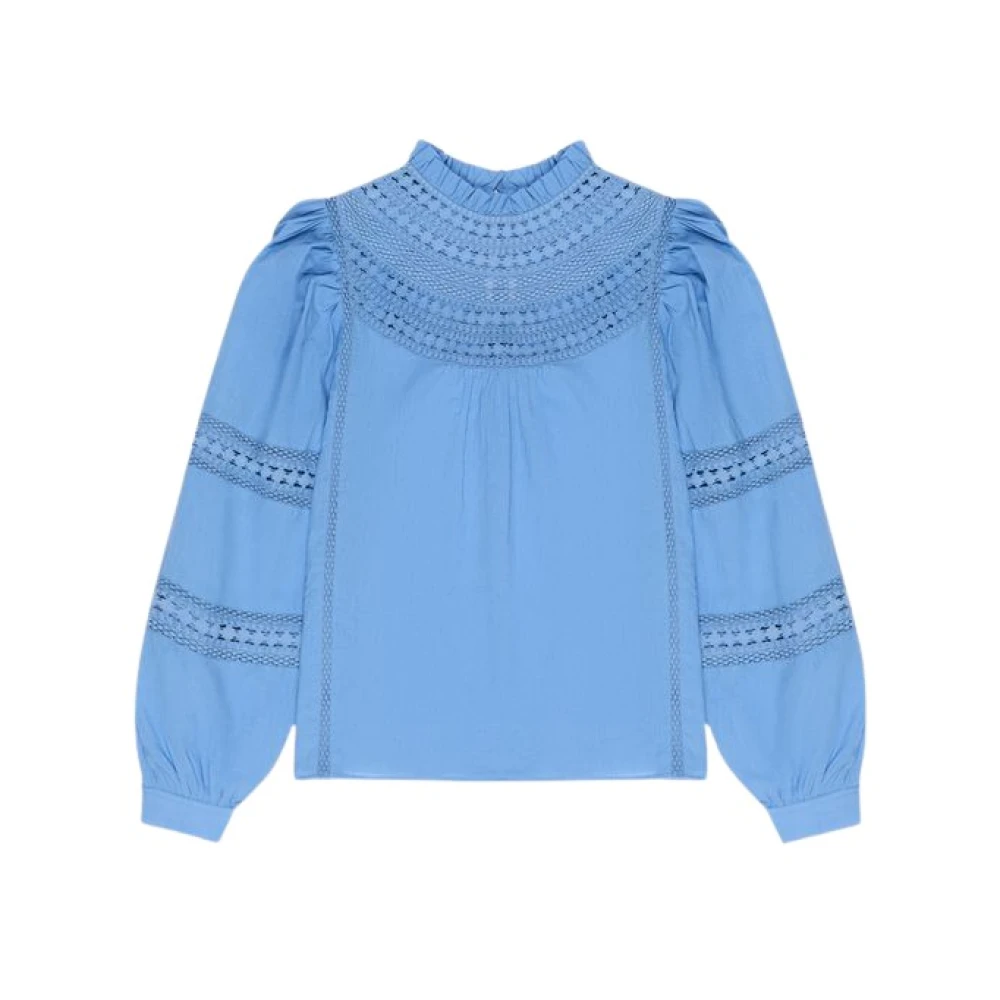 The New Society Blauwe Kant Blouse Paris Allure Blue Dames