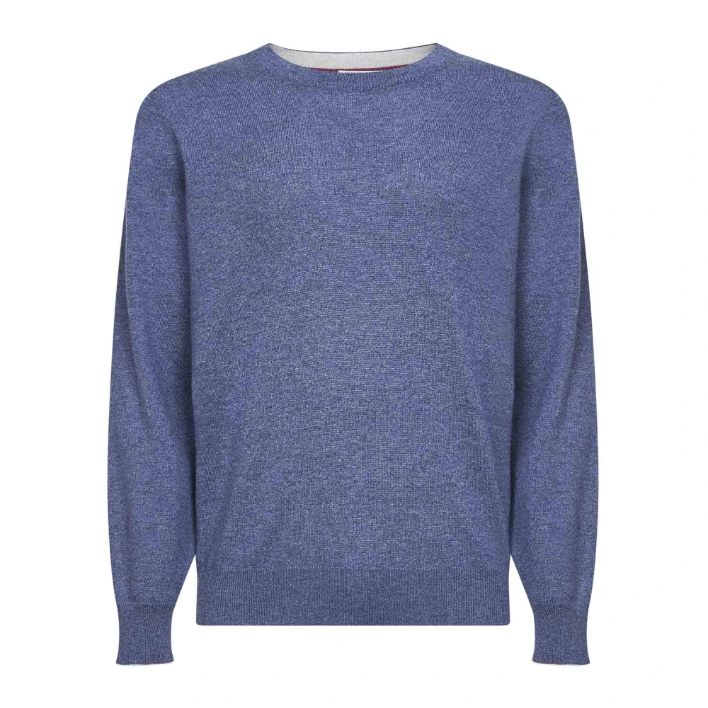 Brunello Cucinelli Men's Blue Cashmere Crewneck Sweater