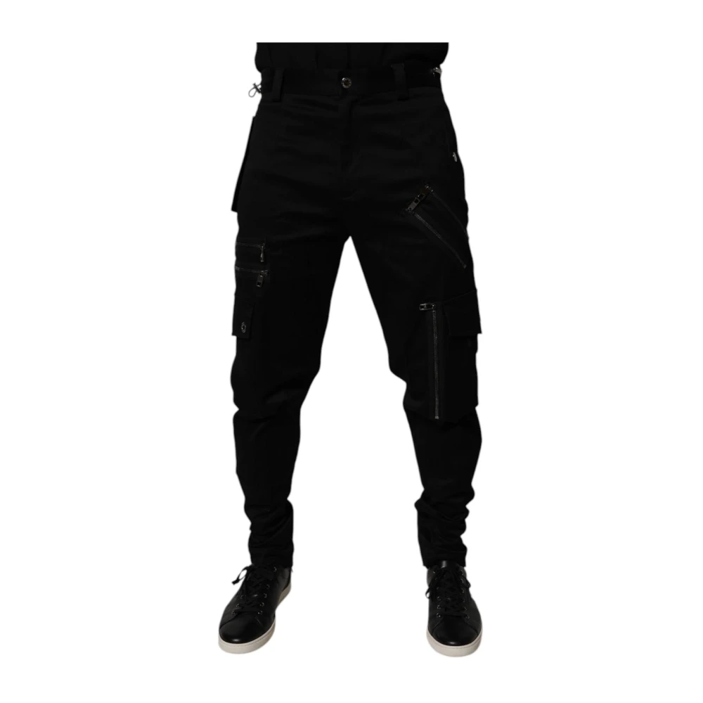Dolce & Gabbana Men's Black Slim-Fit Trousers,, Cargo Tapered Trousers Medium