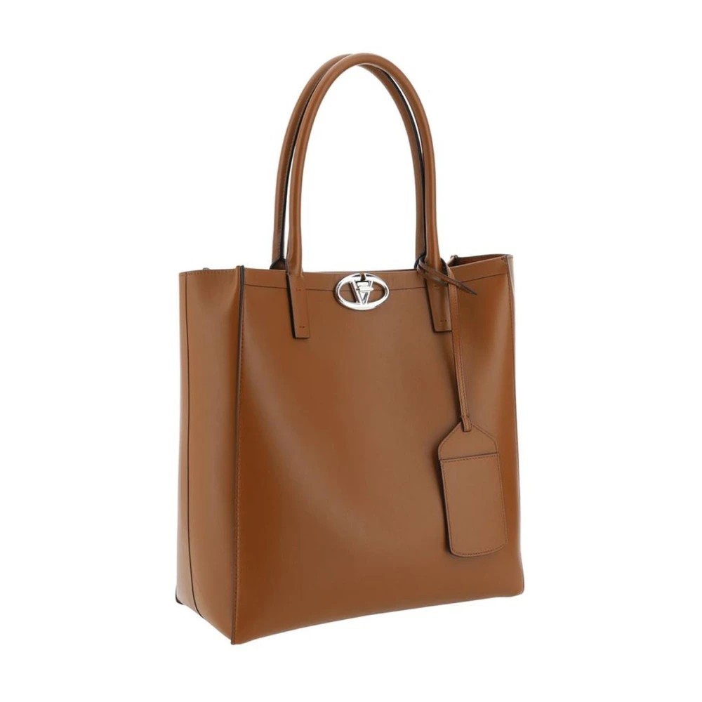 Valentino Garavani VLogo Leren Schoudertas met Draaisluiting Brown Heren