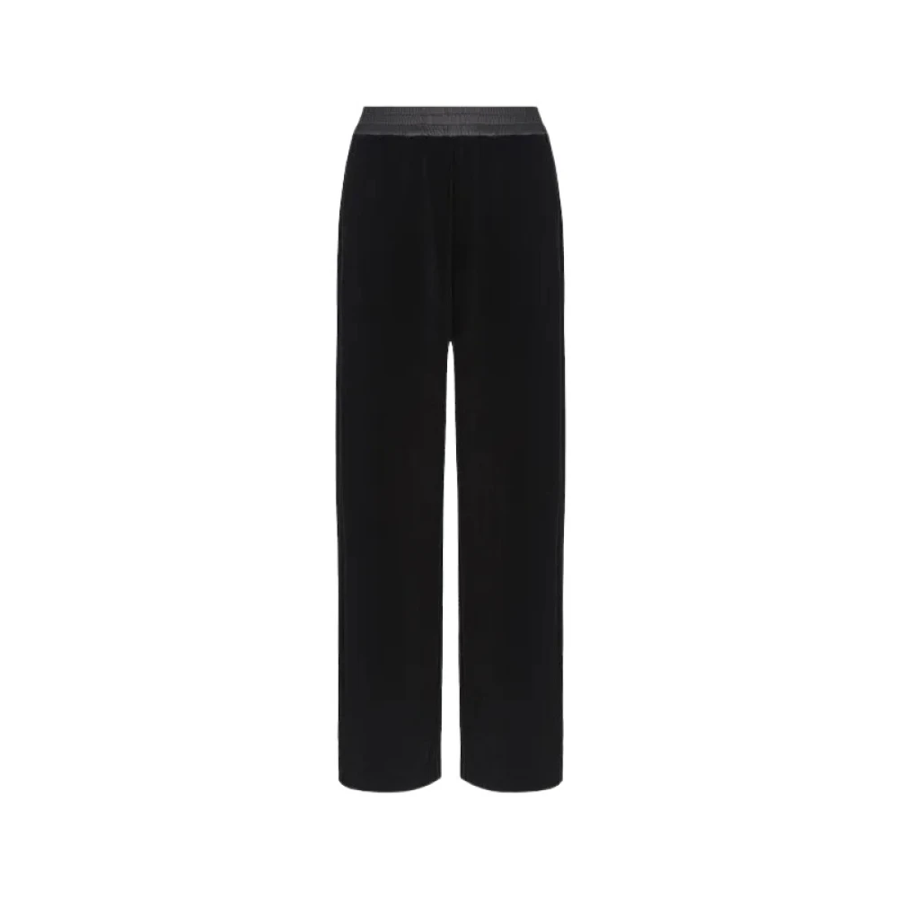 Emporio Armani Fluwelen Palazzo Broek Black Dames