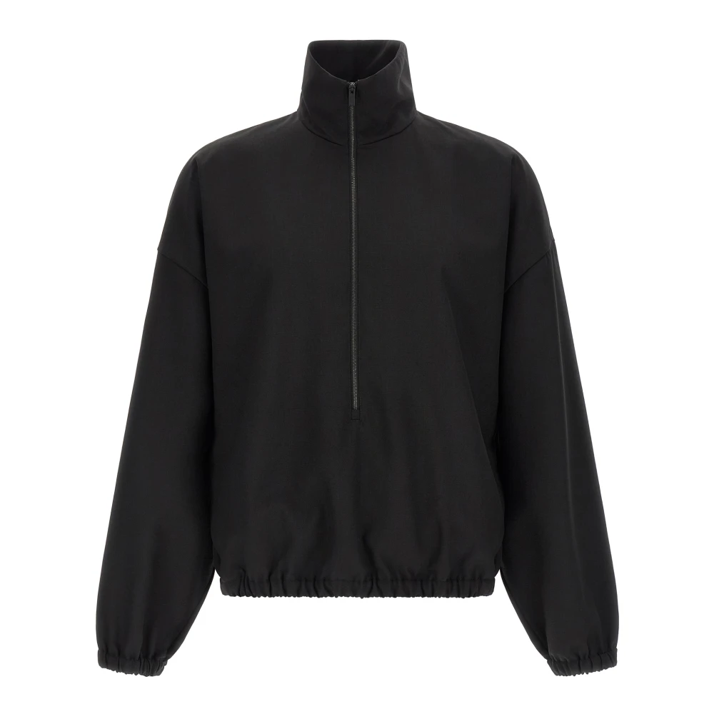 Fear Of God Black Light Jackets, Male, M, Virgin Wool Ripstop Half-Zip Sweatshirt