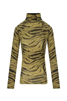 Zebra Print Jersey Turtleneck