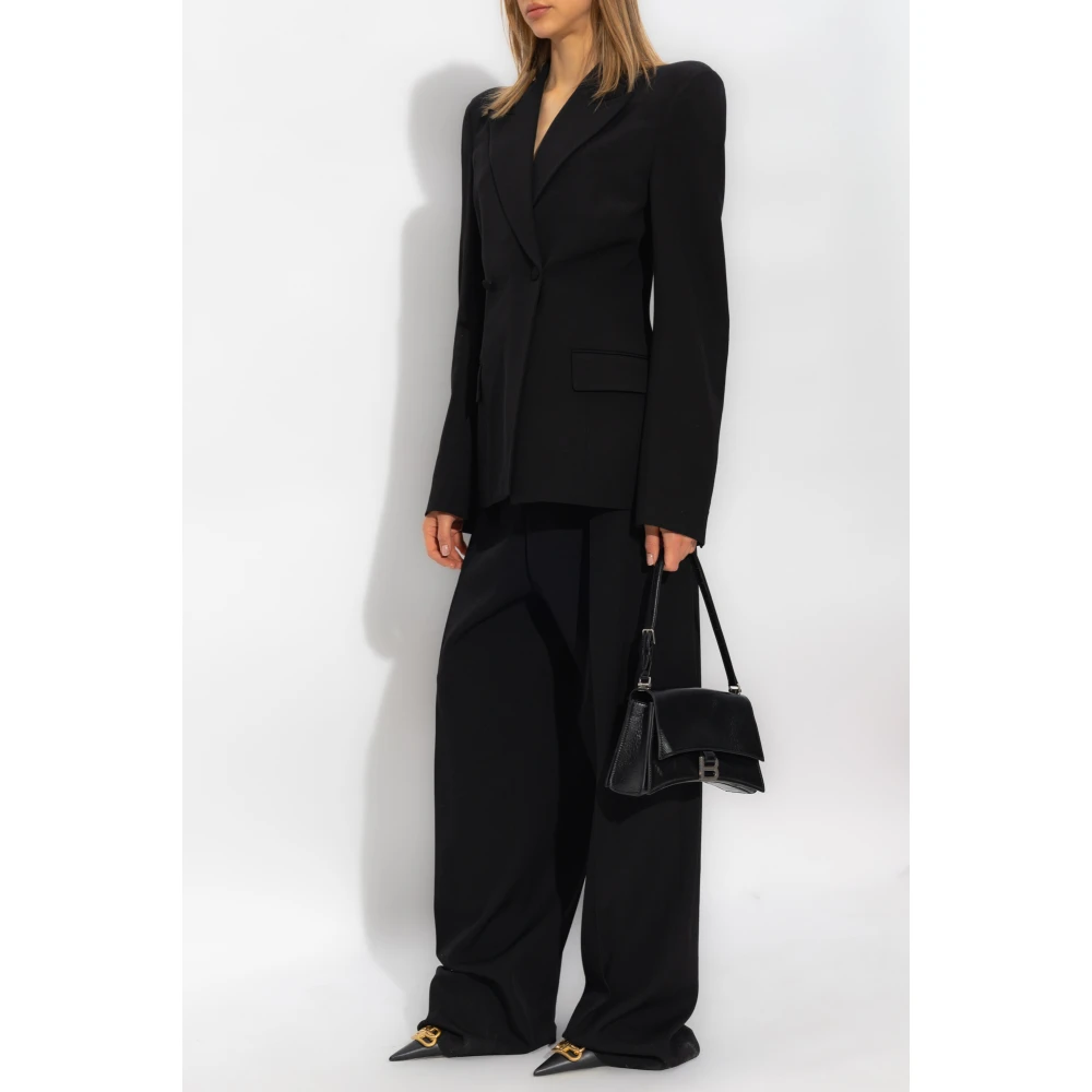 Balenciaga Oversized plooivoorkant broek Black Dames
