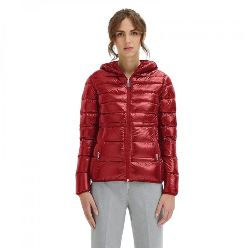 Centogrammi Stralend Rode Ultra Lichtgewicht Donsjas met Capuchon Red Dames