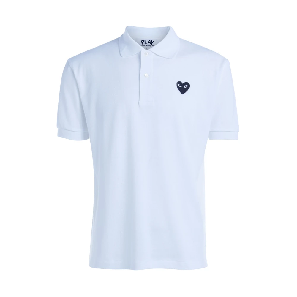 Comme des Garçons Play Vit Polo Tröja med Svart Hjärta White, Herr