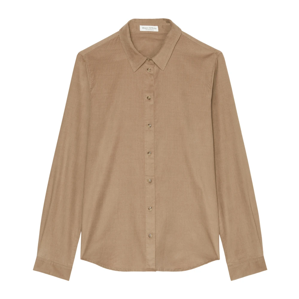 Marc O'Polo Fijne ribfluwelen blouse met lange mouwen reguliere pasvorm Brown Dames