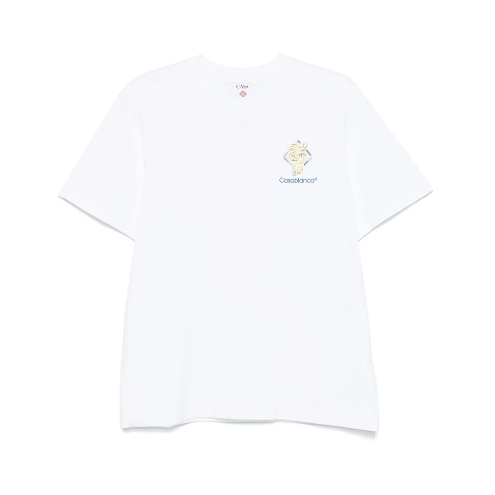 Casablanca Wit Logo Print Crew Neck T-shirt White Heren