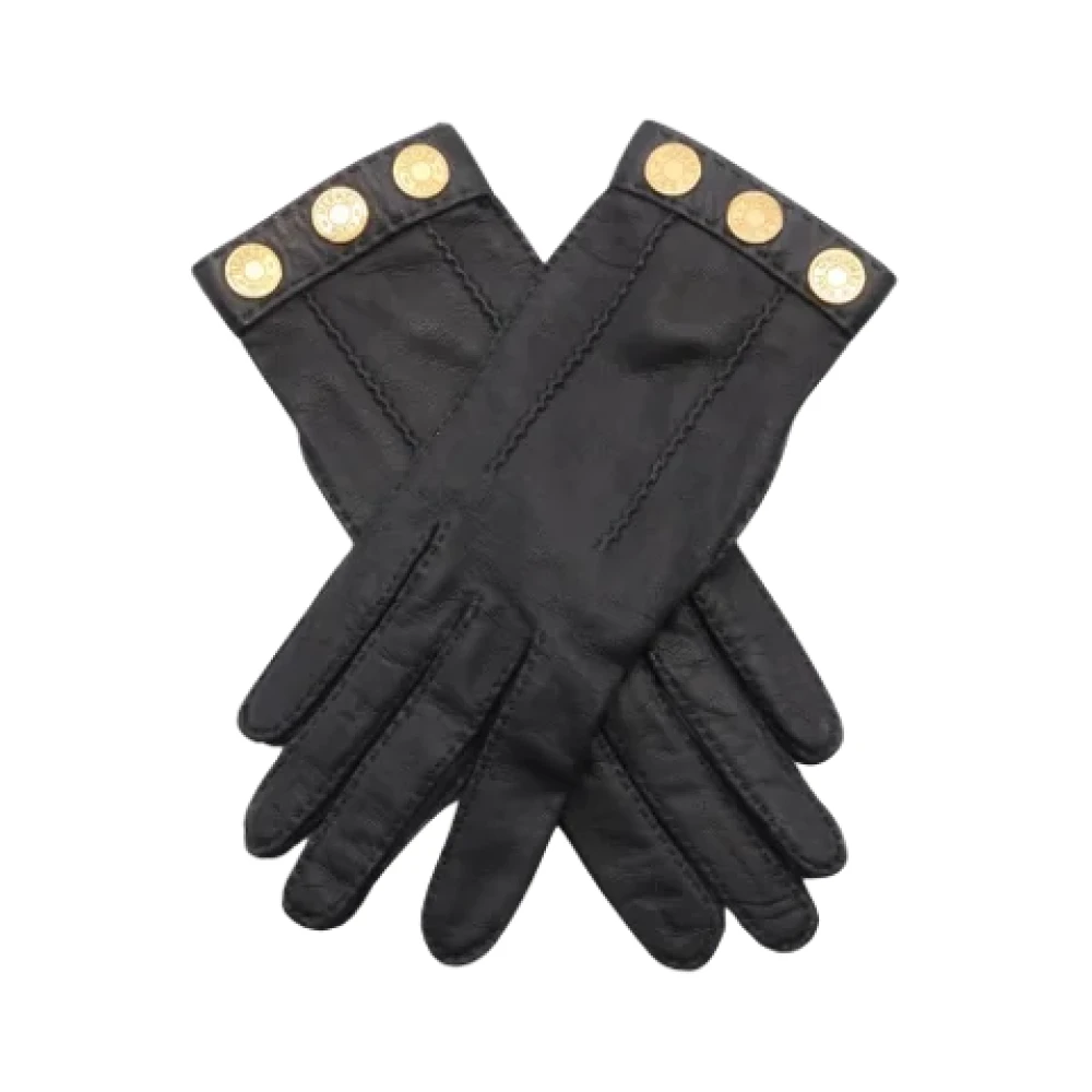 Hermès Vintage Pre-owned Leather gloves Black Dames