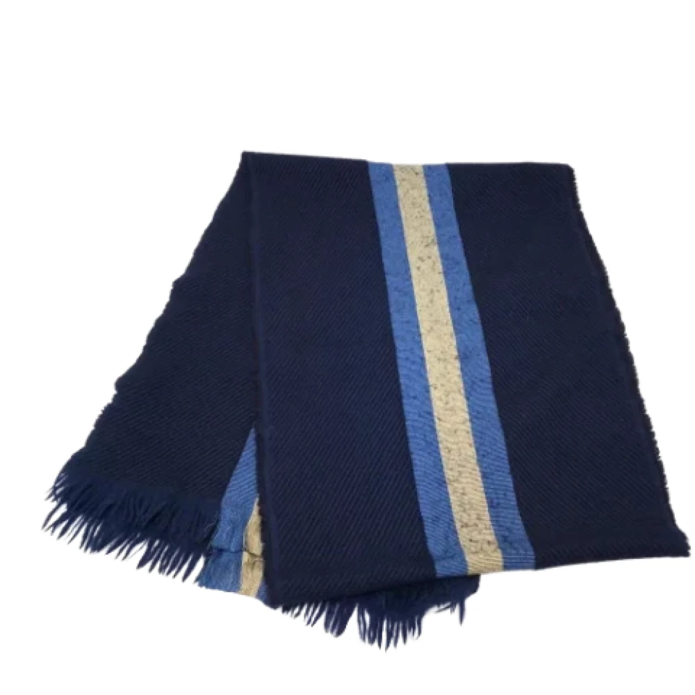 Gucci Vintage Pre-owned Wool scarves Blue Unisex