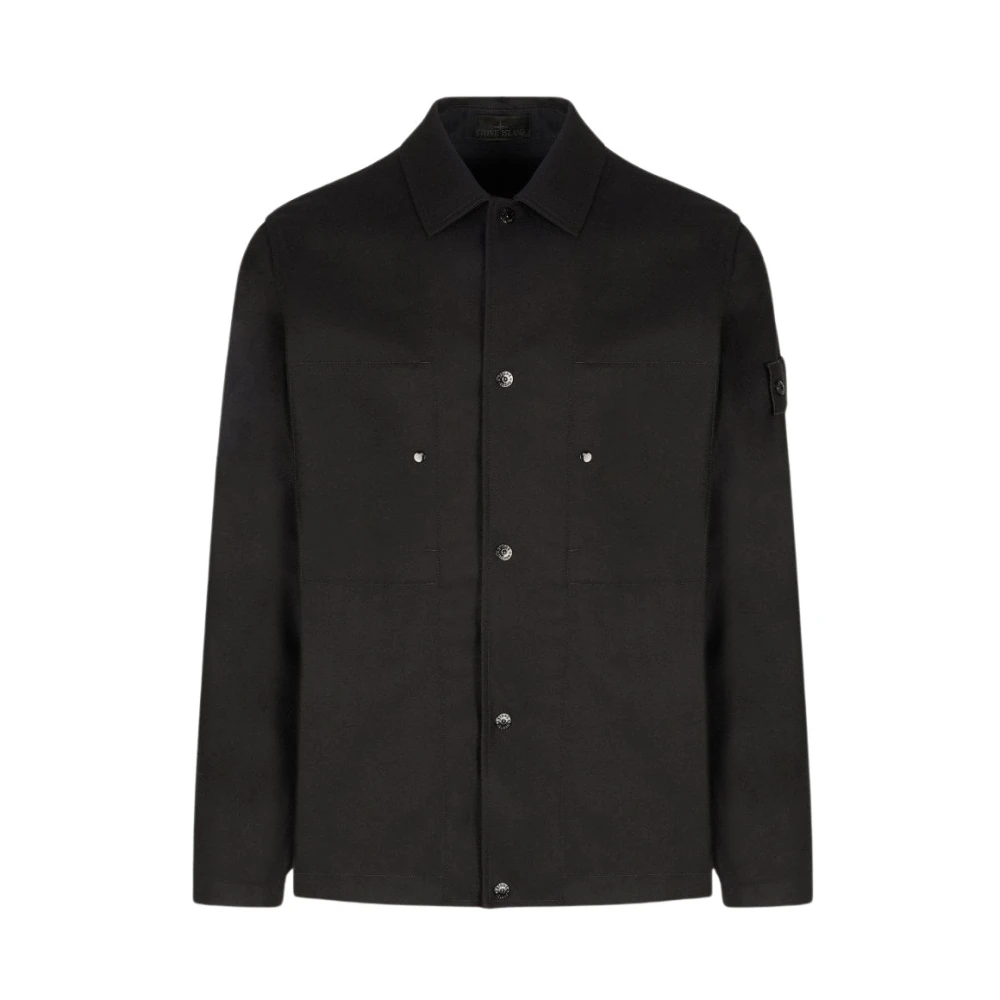 Stone Island , Casual Shirts, Male, Black, Xl, Ghost 1200020 Ls Shirt Size: Xl, Colour: Black - Image 1