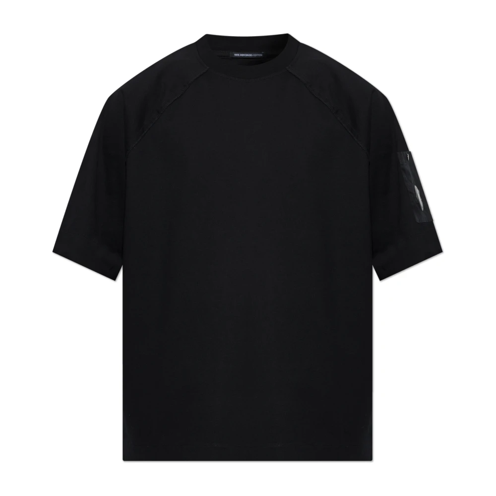 C.p. Company Black T-Shirts, Male, Xl, T-Shirt With Appliqué