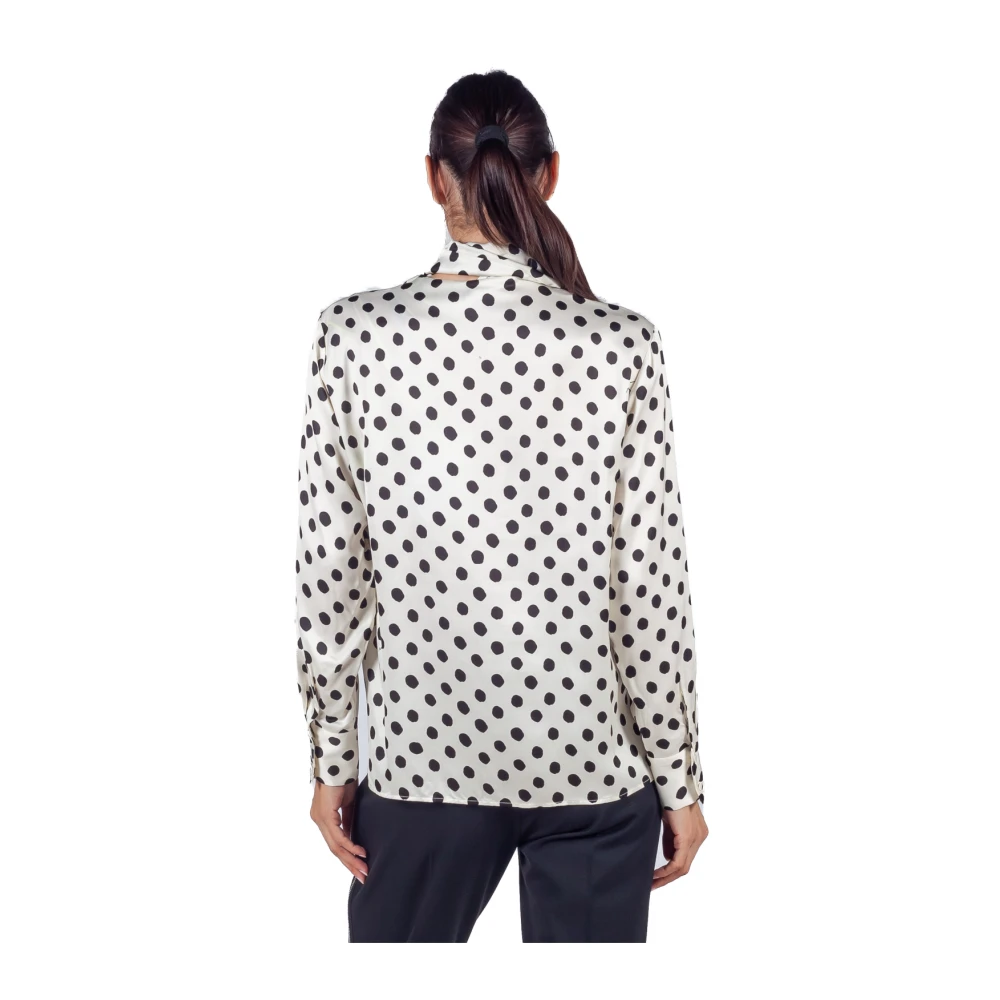 Msgm Satin overhemd met polka dot sjaalkraag Beige Dames