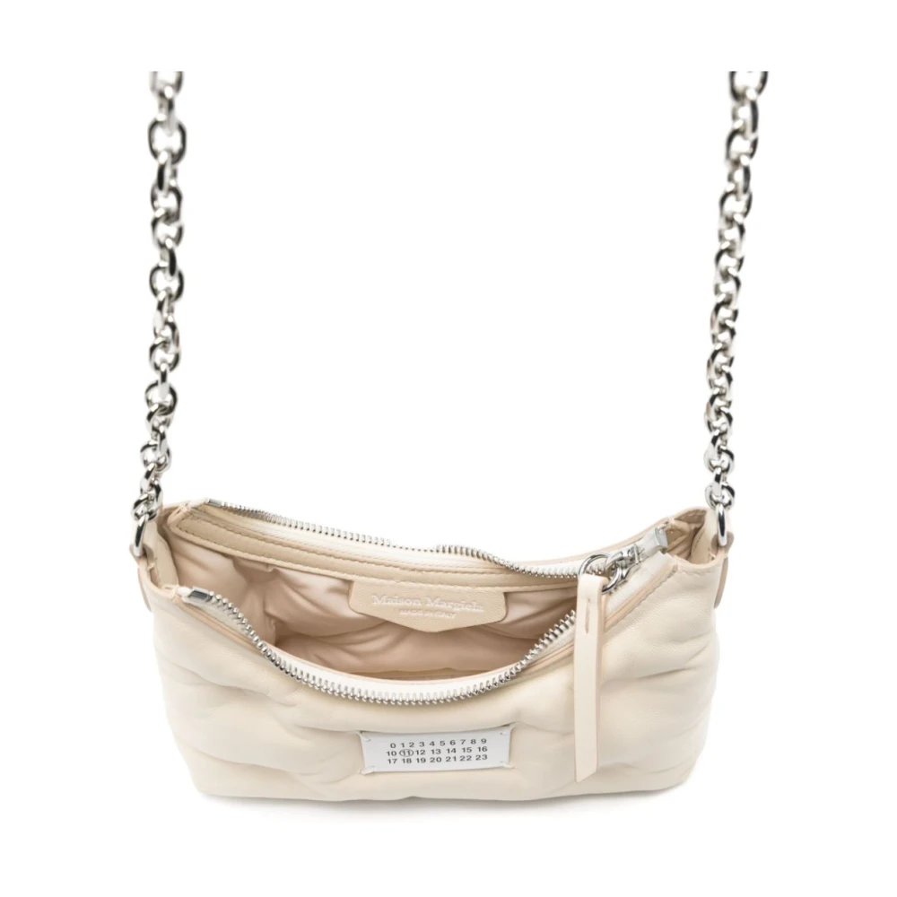 Maison Margiela Crème Leren Schoudertas met Ketting Beige Dames