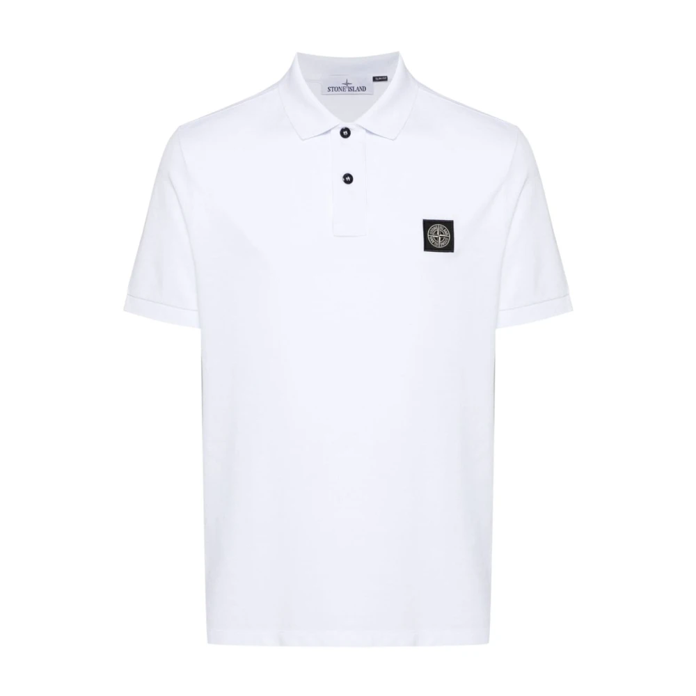 Stone Island Witte Polo Shirt met Kompas Logo White Heren