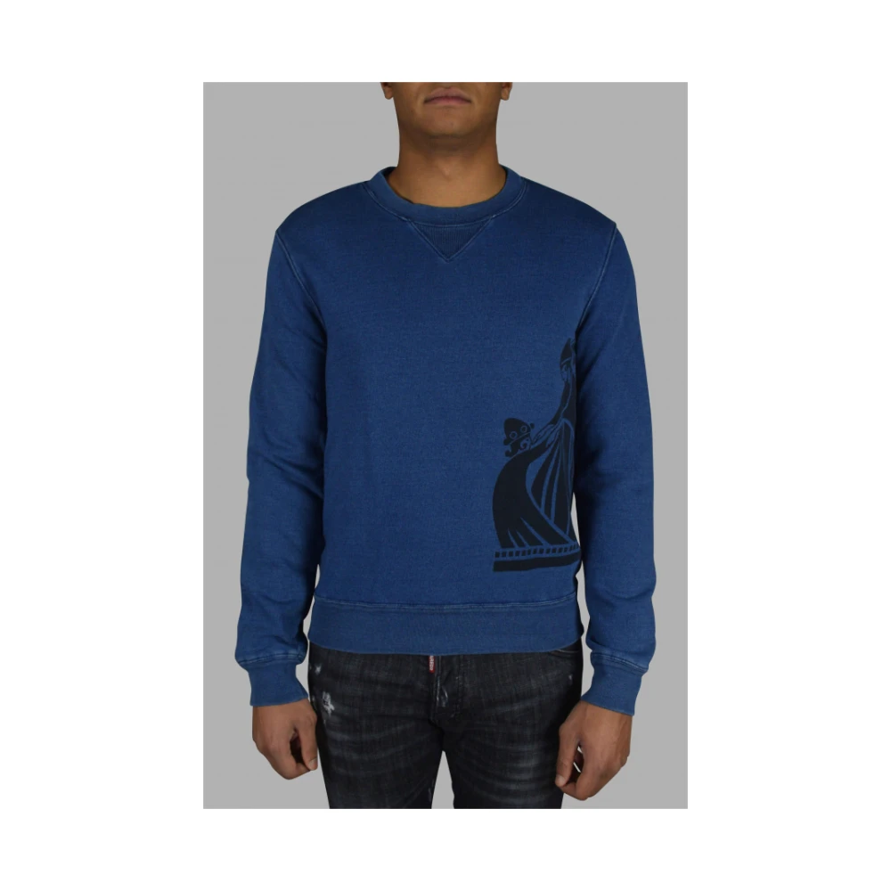 Lanvin Navy Blue Logo Sweatshirt Blue Heren