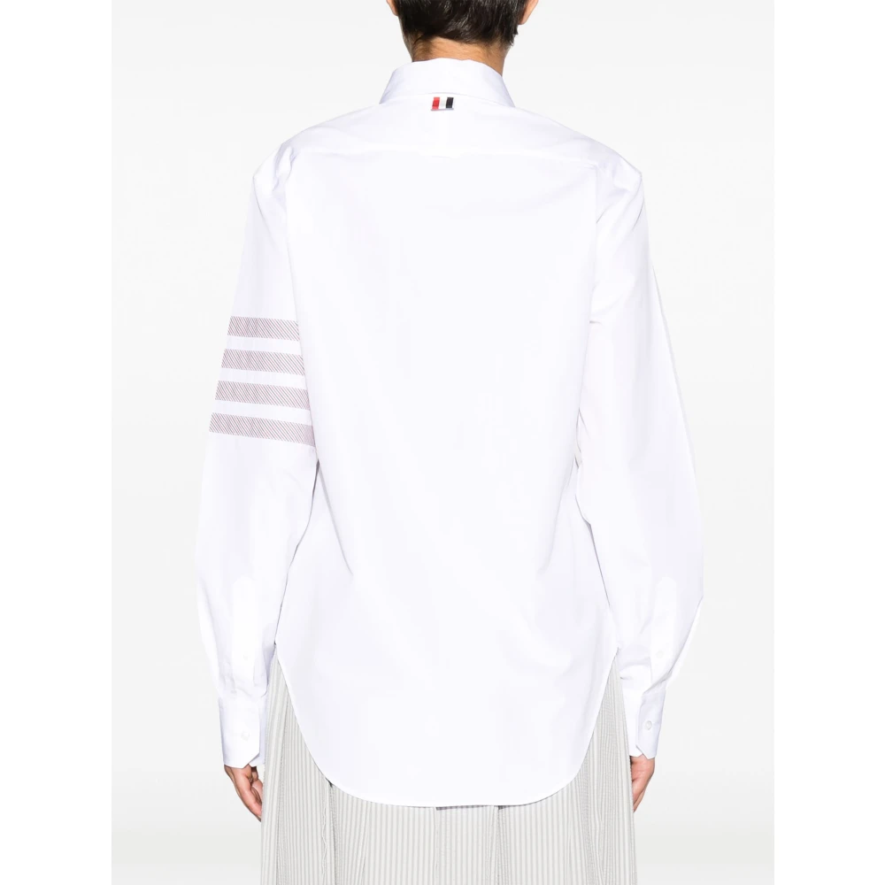 Thom Browne 4-Gestreepte Poplin Punt Kraag Shirt White Dames