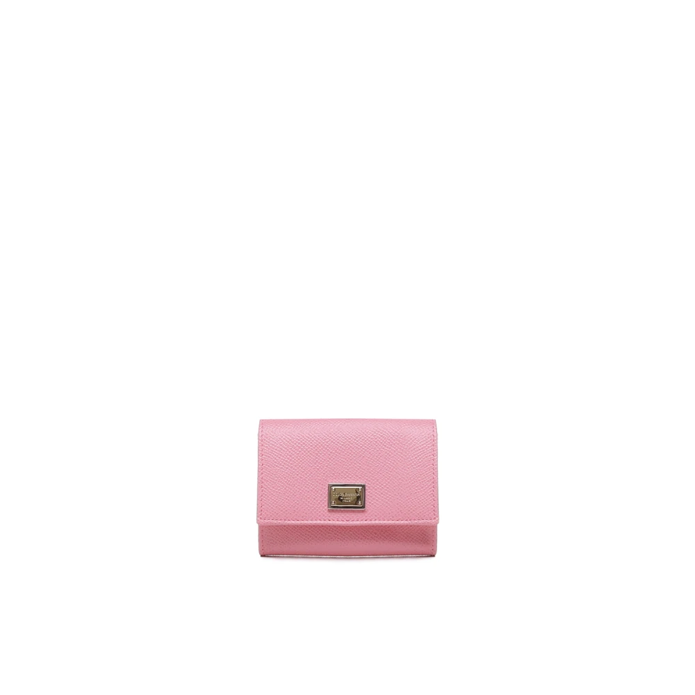Dolce & Gabbana Roze Trifold Portemonnee met Logo Pink Dames