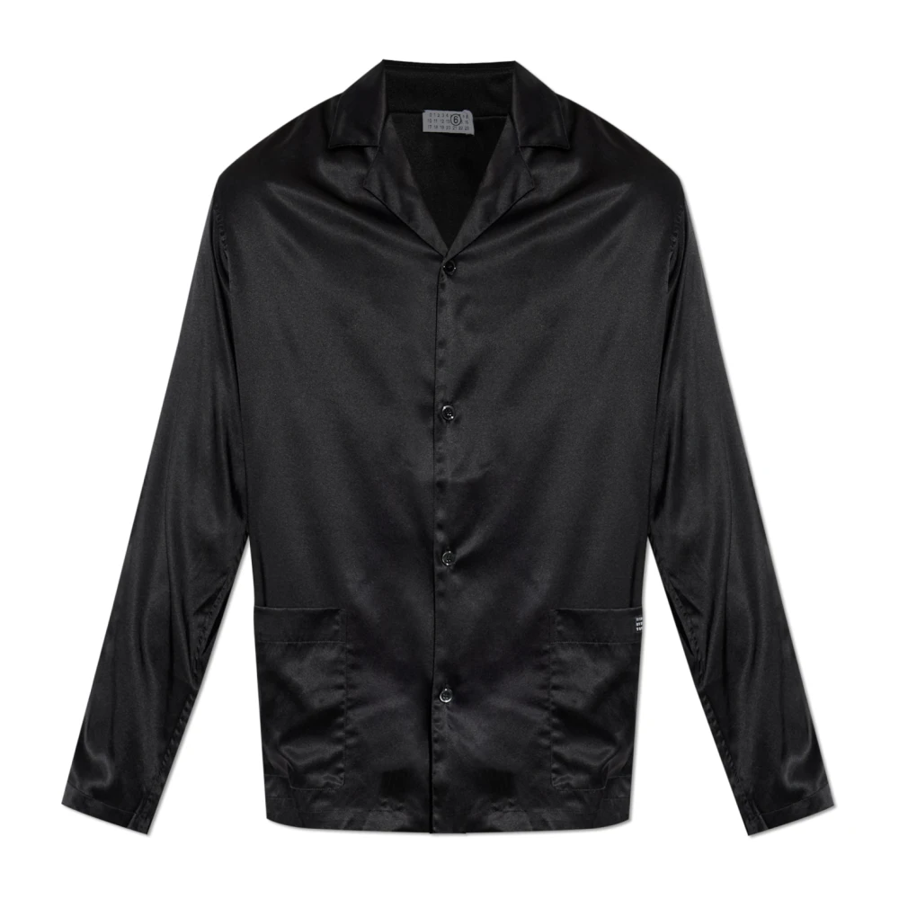 Mm6 Maison Margiela Hombre Negro - Camisa De Lencería De Seda - Nightwear & Lounge - L