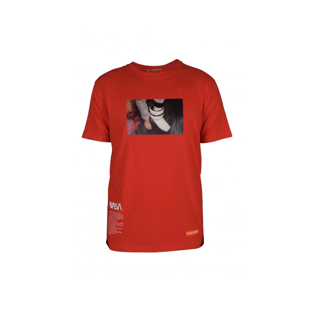 Heron Preston Rood Off-White Caravaggio Logo T-Shirt Red Heren