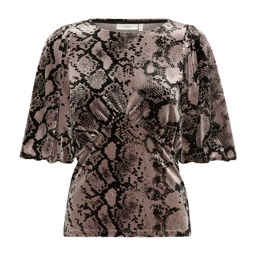 InWear Gedrapeerde Snake Print Top Multicolor Dames