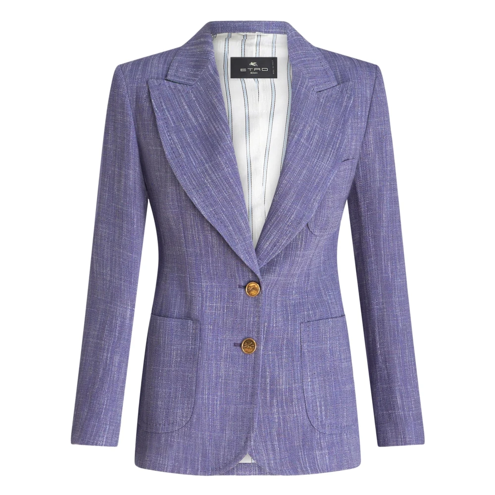 ETRO Blauwe Casual Blazer Blue Dames