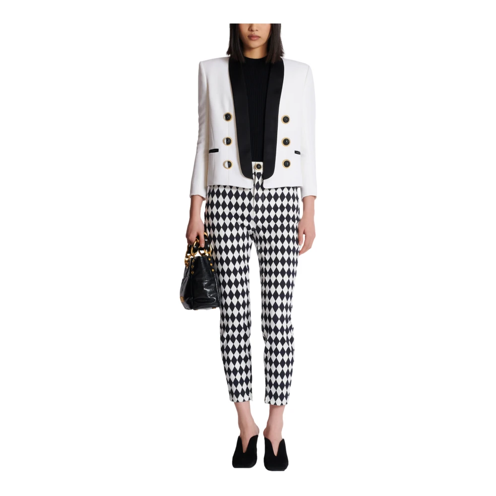 Balmain Geribbelde gebreide top Black Dames