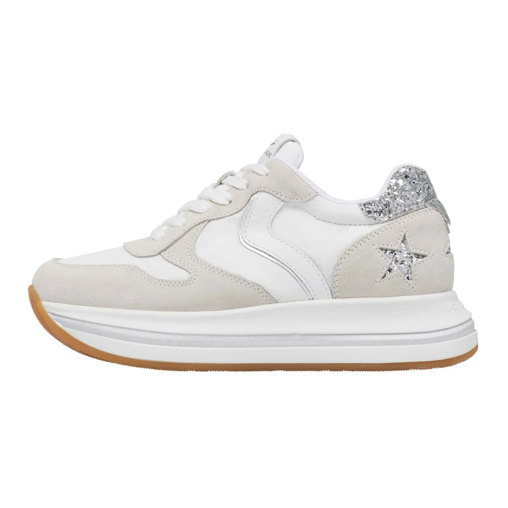 Voile Blanche Suède en Technische Stoffen Sneakers Dames Schoenen Wit