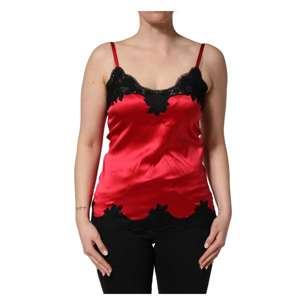 Dolce & Gabbana Women's Multicolor Silk Lace Trim Camisole - Sleeveless Tops - M - Tops