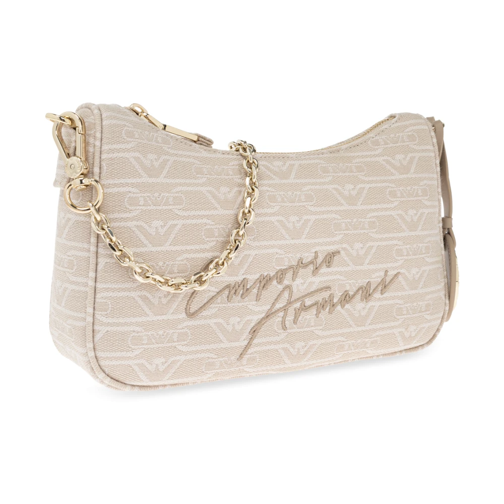 Emporio Armani Schoudertas met geborduurd logo Beige Dames