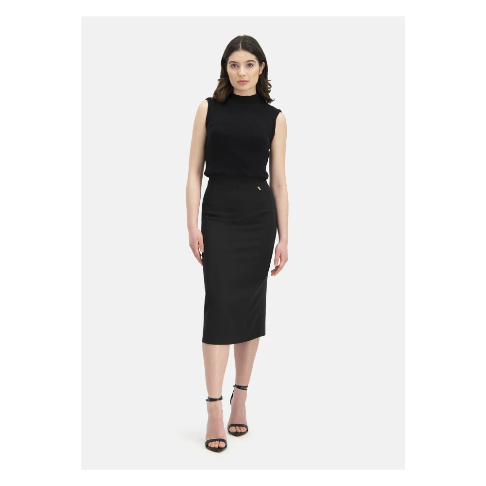 Nicowa Gouden Monogram Hoge Taille Pencil Rok Black Dames