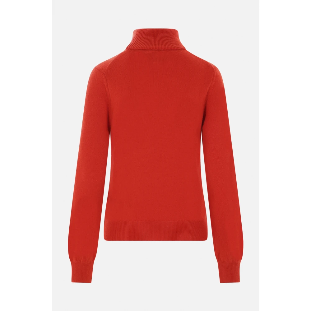 Comme des Garçons Rode Cashmere Trui Hoge Hals Geribbeld Red Dames