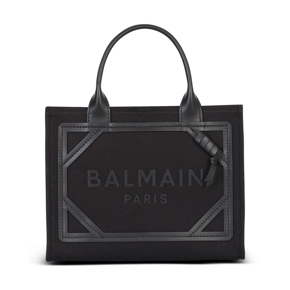 Balmain B-Army canvas och läderväska Black, Dam