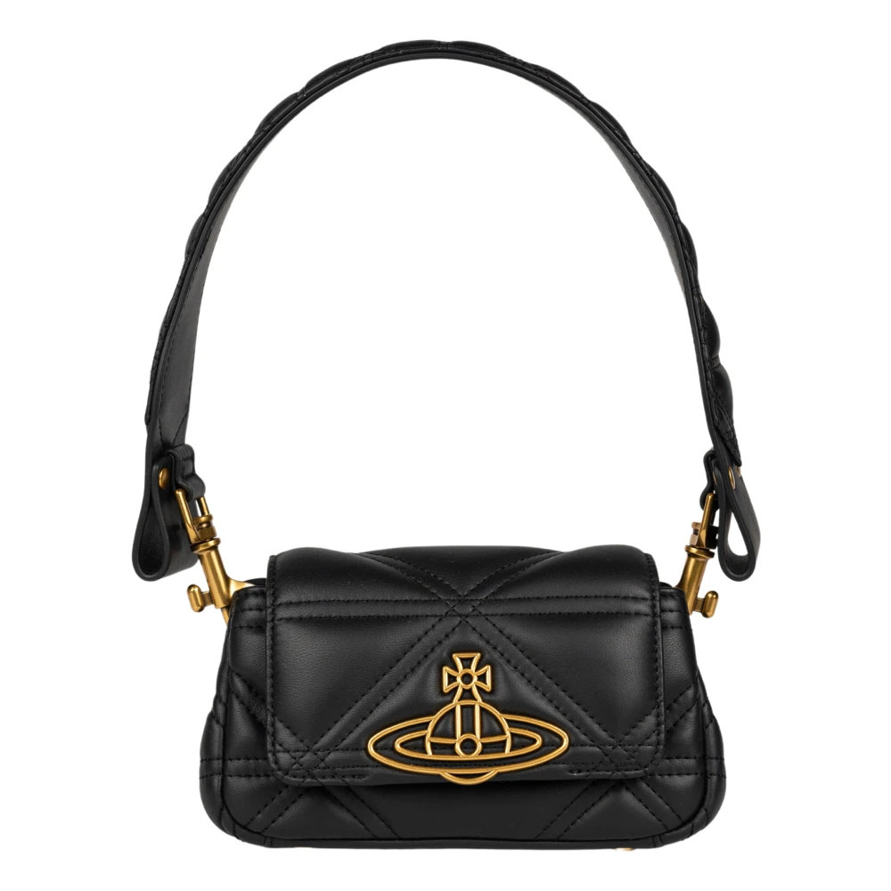 Vivienne Westwood Gewatteerde Zwarte Leren Handtas Black Dames