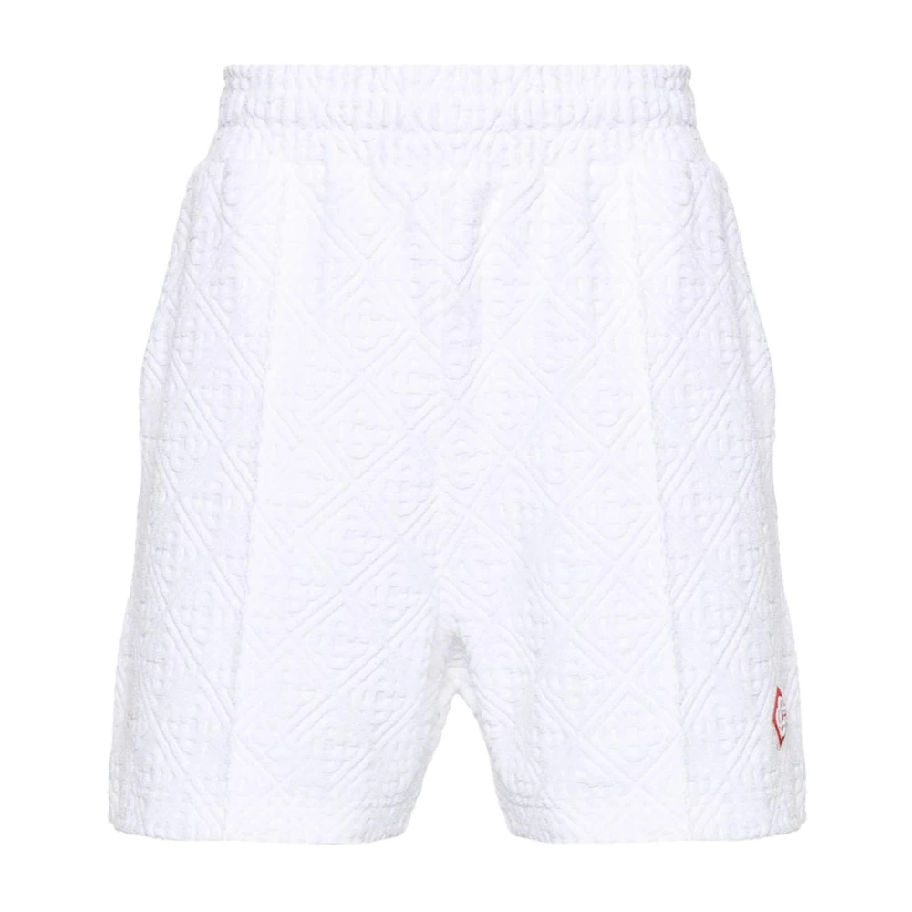 Casablanca Logo Jacquard Bermuda Shorts White Heren