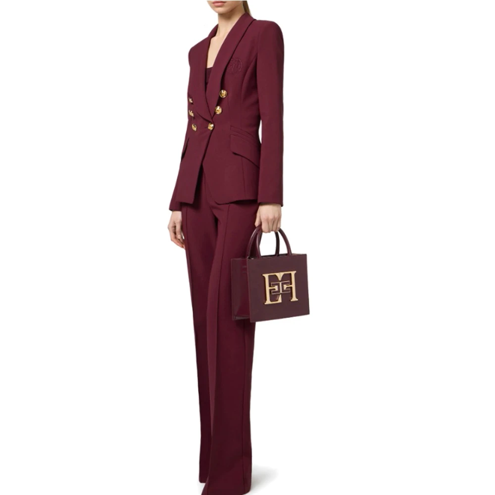 Elisabetta Franchi Handtas met Logo en Schouderband Red Dames