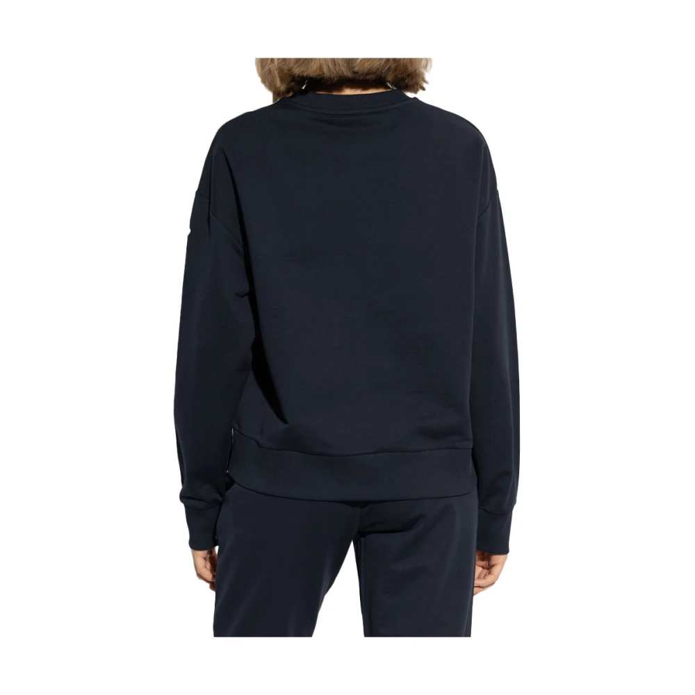 Moncler Logo Sweatshirt Navy Katoen Ronde Hals Blue Dames