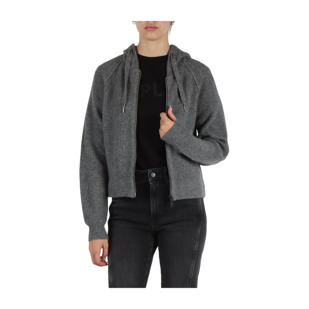 Replay Hooded wolblend vest met rits Gray Dames