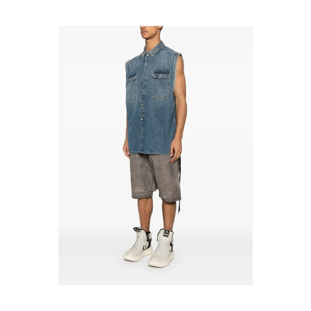 Rick Owens Donkere Schaduw Buitenkleding met Banddetail Blue Heren