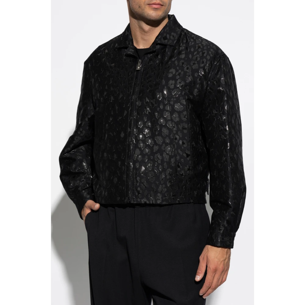 Versace Luipaardprint Jas Black Heren