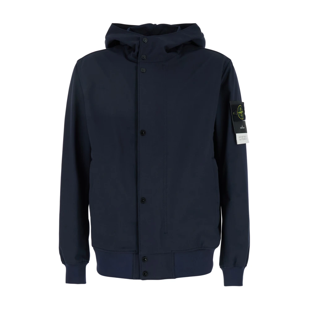 Stone Island Blauwe Hoodie met Logo Patch Blue Heren