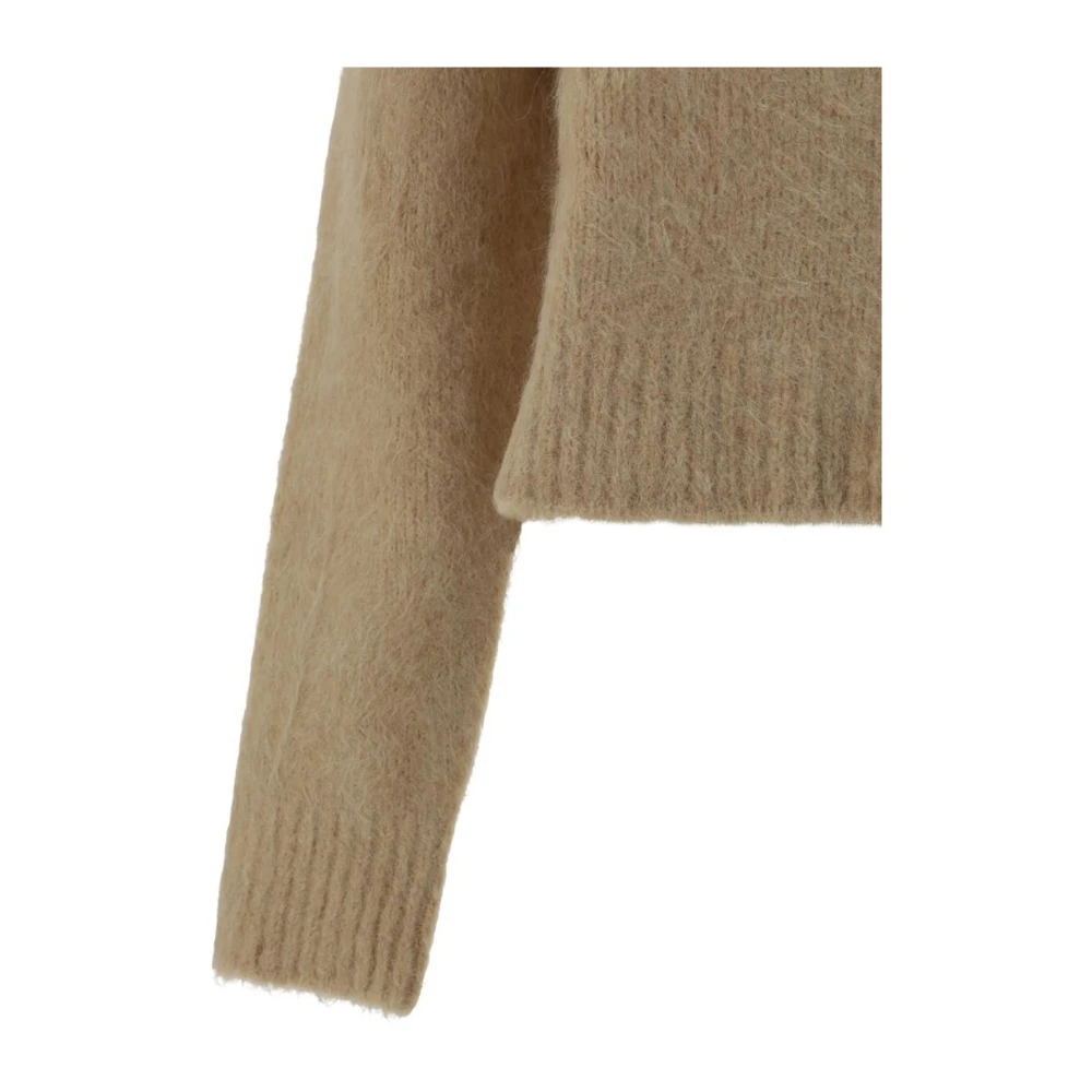 Loulou Studio Alpaca V-hals Trui met Klassieke Kraag Beige Dames