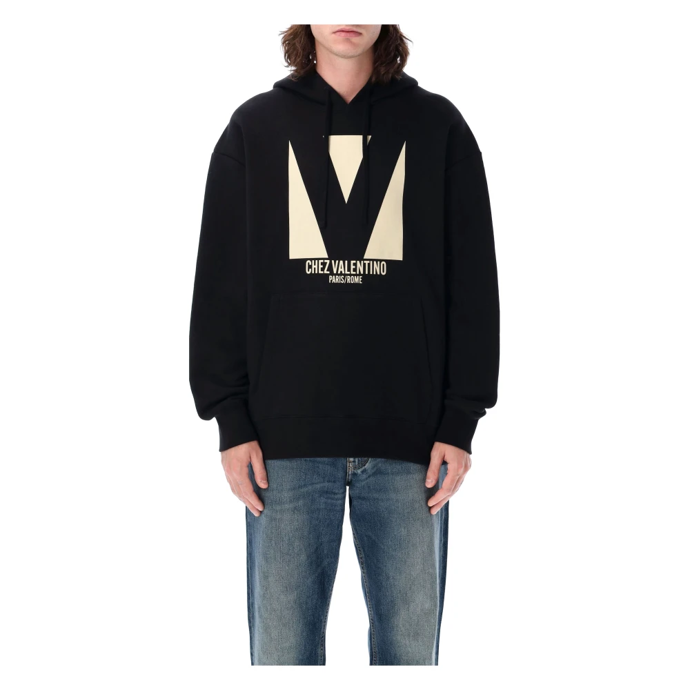 Valentino Garavani Casual katoenen hoodie 'Chez Valentino' Black Heren