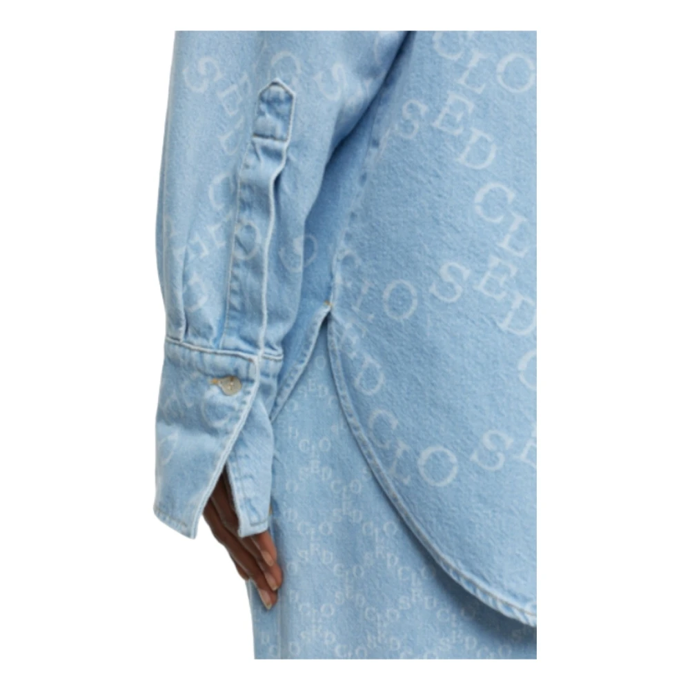 closed Denim Logo Shirt Blauw Blue Dames