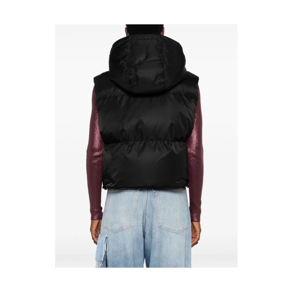 Dsquared2 Zwarte Gewatteerde Hooded Vest Black Dames