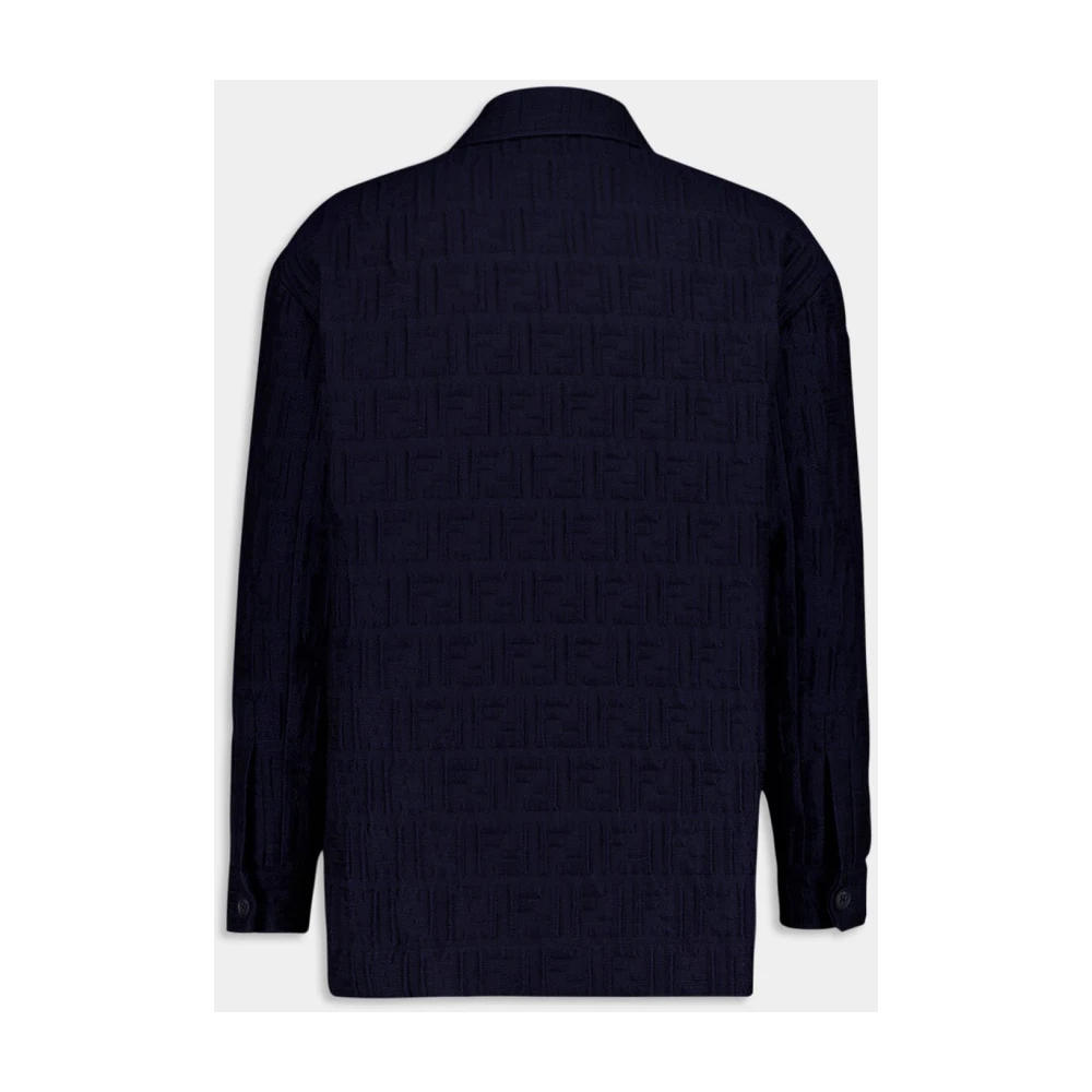 Fendi Blauwe Katoen-Nylon Blouson Jas Blue Heren
